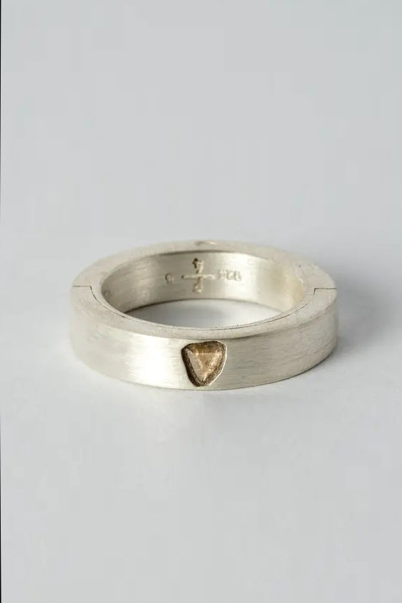 Parts of Four Sistema System Series I Basic modular combination ring 1101-9-MA+DIA 4mm matte sterling silver+0.1 carat diamond slice PPOF30